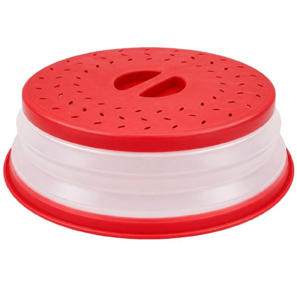 Wholesale Silicone Folding Collapsible Microwave Cover Splatter Screen Red