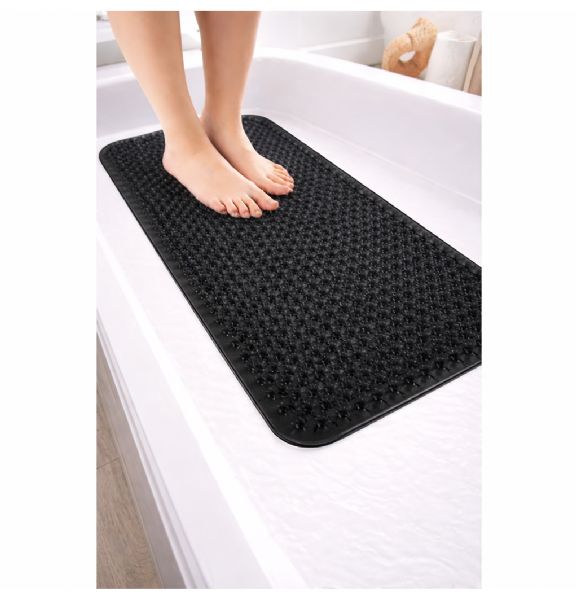 Wholesale Grass Textured Grass Foot Scrubber Shower Bath Mat AntI-Slip 24.5" X 13.5" Black