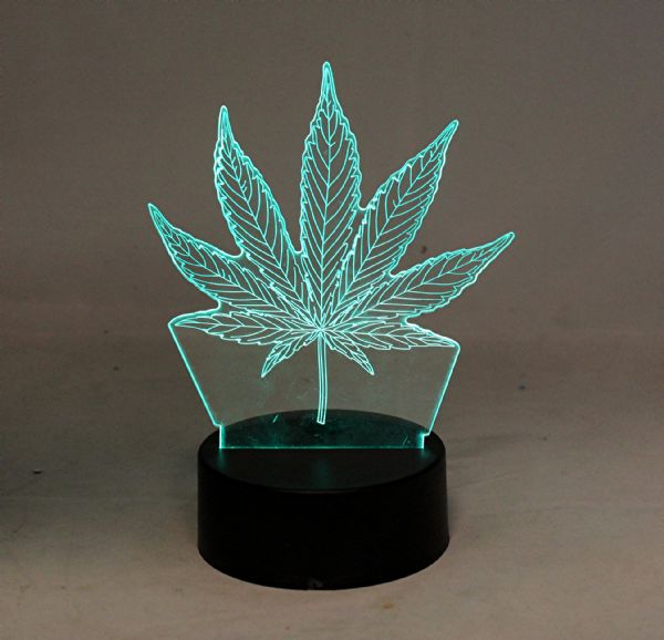 3d Marijuana Leaf Weed Led Light 7 Color Changing Table Light Night Light Optical Visual Illusion Lamp Acrylic 420