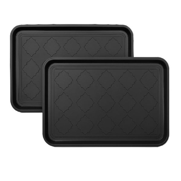 Wholesale 2 Pack Boot Tray & Shoe Mat For Entryway 16.5" X 12.5" Black