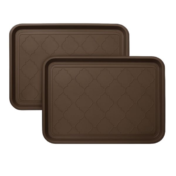 Wholesale 2 Pack Boot Tray & Shoe Mat For Entryway 16.5" X 12.5" Brown