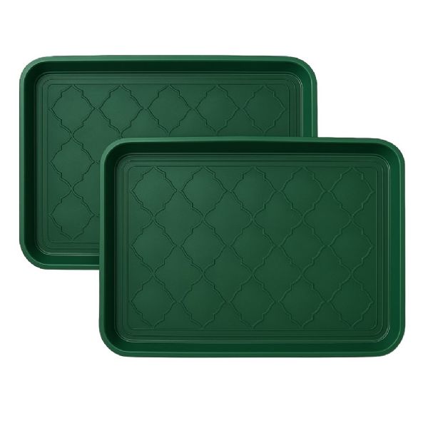 Wholesale 2 Pack Boot Tray & Shoe Mat For Entryway 16.5" X 12.5" Hunter Green