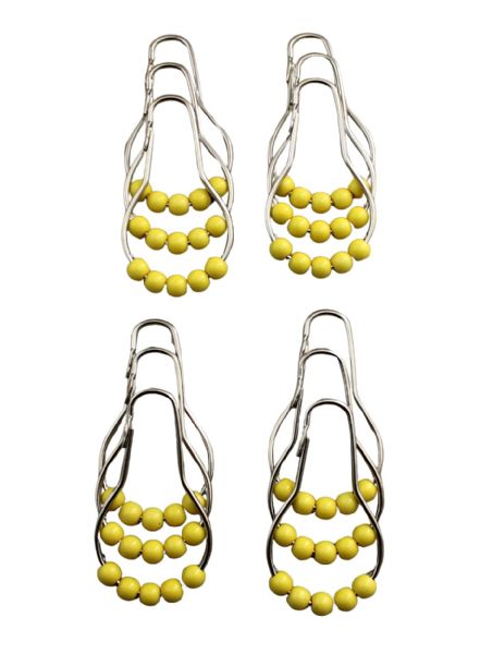 Shower Curtain Hooks Set Of 12 Chrome Roller Ball Rings Yellow