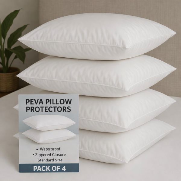 4 Pack Waterproof Pillow Protectors Peva Zippered Standard Queen