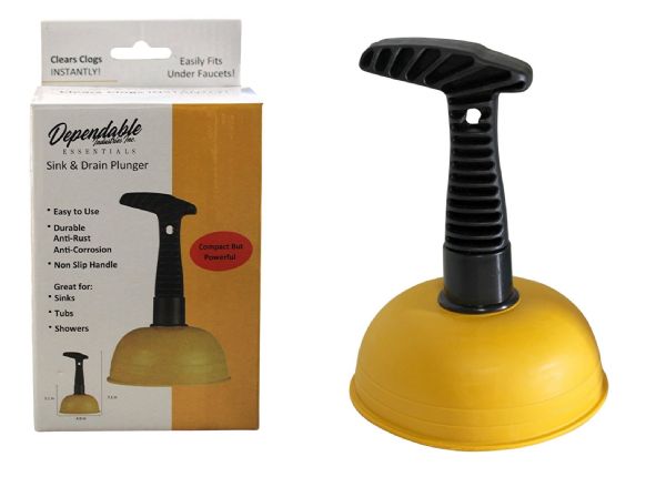 Mini Sink & Drain Plunger Compact Clog Remover For Sinks, Showers, And Bathtubs