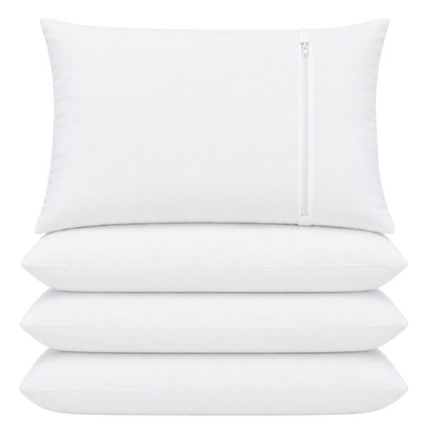 4 Pack Waterproof Zippered Pillow Protectors, Standard/queen 20 X 30 Inch