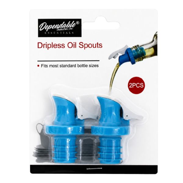 Wholesale 2-Piece Dripless Oil Spout Set With Sealable Top Fits Standard Bottles, Prevents Spillage, BpA-Free