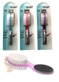 Pedicure Paddle Kit 4 In 1 Tool With Pumice Stone For Feet, Foot Hand Toe Nail Cleaning Brush, Metal File And Emery Board