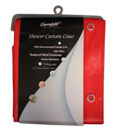 Red Eva Shower Curtain Liner - WateR-Resistant, Rustproof Metal Grommets, 3 Magnets Bottom, Easy Clean, 72" X 72" Size