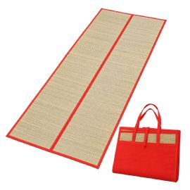 Wholesale Foldable Straw Beach Mat 24 X 72 In Portable Carry Handles Red