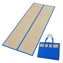 Wholesale Foldable Straw Beach Mat 24 X 72 In Portable Carry Handles Blue