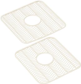 Wholesale 2 Pack Plastic Sink Protector Mat With Center Drain Cutout Ivory 11"x12"