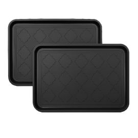 Wholesale 2 Pack Boot Tray & Shoe Mat For Entryway 16.5" X 12.5" Black