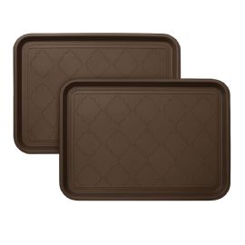 Wholesale 2 Pack Boot Tray & Shoe Mat For Entryway 16.5" X 12.5" Brown