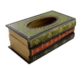 Wholesale Antique Book Style Tissue Holder With Decorative Stacked Books Design