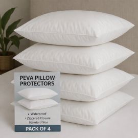 4 Pack Waterproof Pillow Protectors Peva Zippered Standard Queen