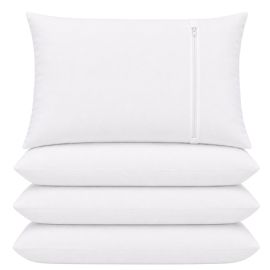 4 Pack Waterproof Zippered Pillow Protectors, Standard/queen 20 X 30 Inch